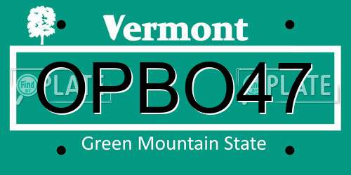 OPBO47 Vermont License Plate