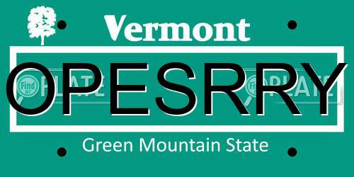 OPESRRY Vermont License Plate