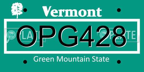 OPG428 Vermont License Plate
