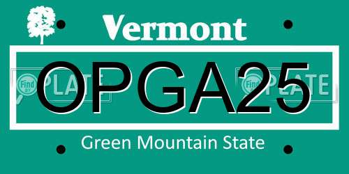 OPGA25 Vermont License Plate