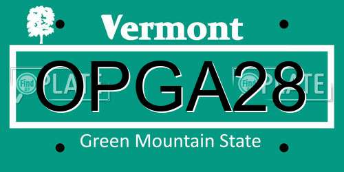 OPGA28 Vermont License Plate