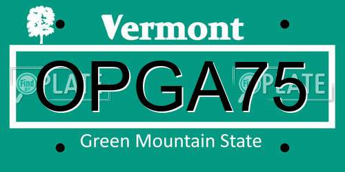 OPGA75 Vermont License Plate
