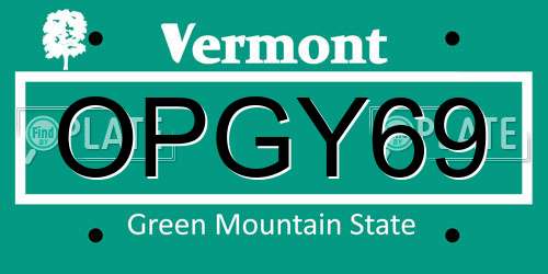 OPGY69 Vermont License Plate