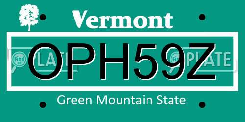 OPH59Z Vermont License Plate