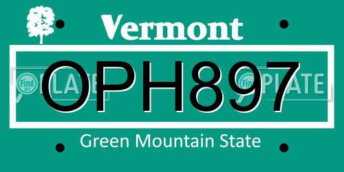 OPH897 Vermont License Plate