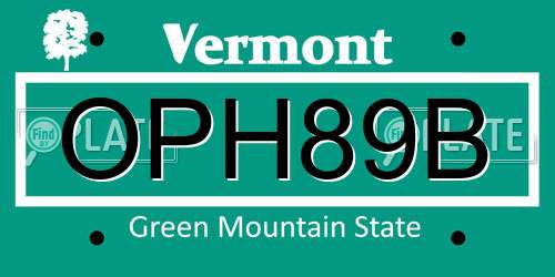 OPH89B Vermont License Plate
