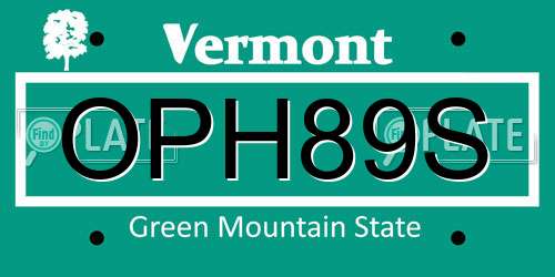 OPH89S Vermont License Plate