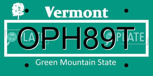 OPH89T Vermont License Plate