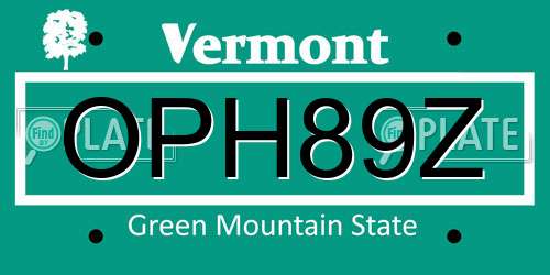 OPH89Z Vermont License Plate