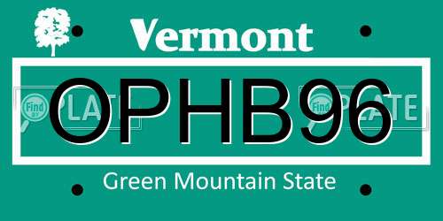 OPHB96 Vermont License Plate