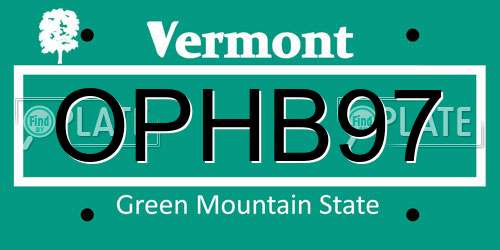 OPHB97 Vermont License Plate