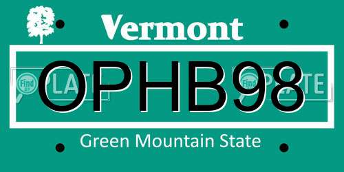 OPHB98 Vermont License Plate