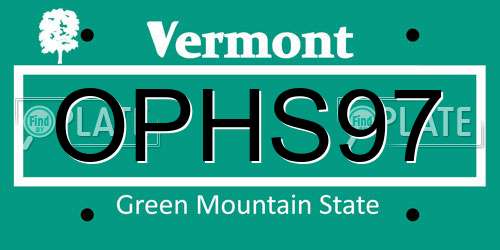 OPHS97 Vermont License Plate