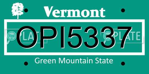 OPI5337 Vermont License Plate