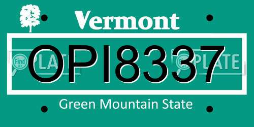 OPI8337 Vermont License Plate