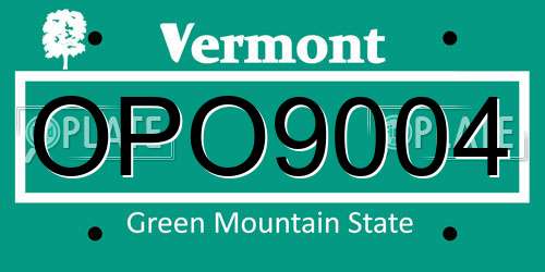 OPO9004 Vermont License Plate