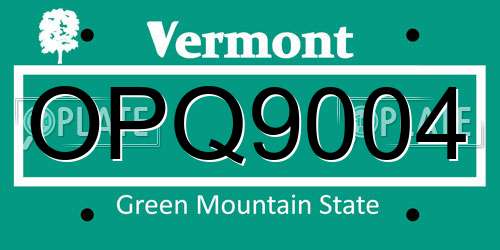 OPQ9004 Vermont License Plate