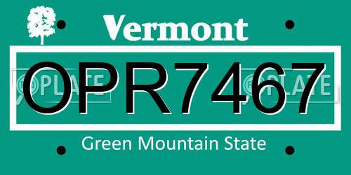 OPR7467 Vermont License Plate