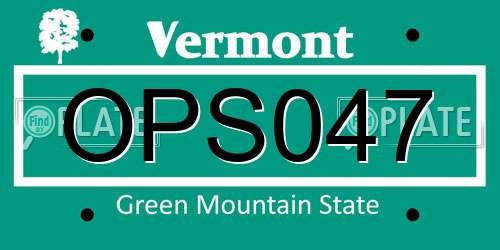 OPS047 Vermont License Plate