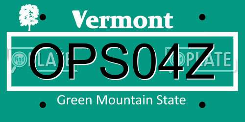 OPS04Z Vermont License Plate
