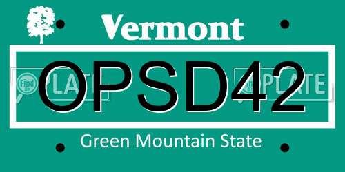 OPSD42 Vermont License Plate