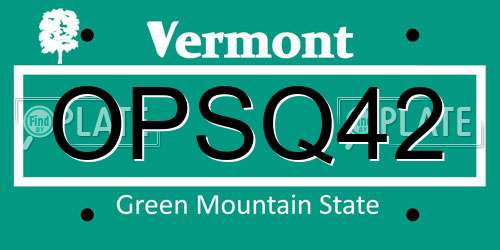 OPSQ42 Vermont License Plate
