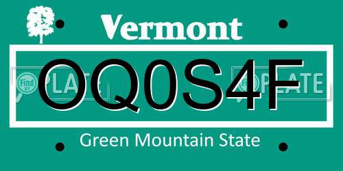 OQ0S4F Vermont License Plate