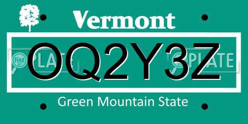 OQ2Y3Z Vermont License Plate