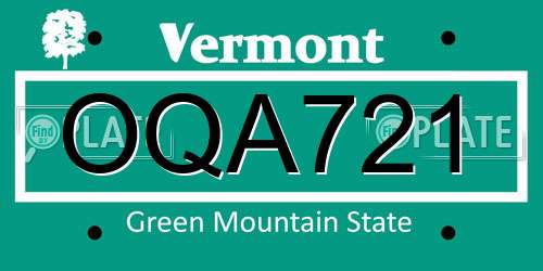 OQA721 Vermont License Plate