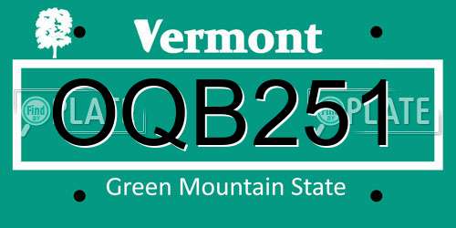 OQB251 Vermont License Plate