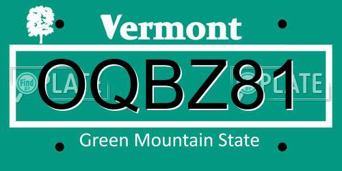 OQBZ81 Vermont License Plate