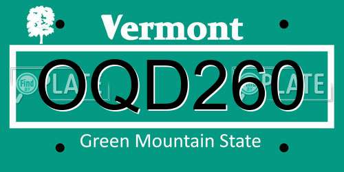 OQD260 Vermont License Plate