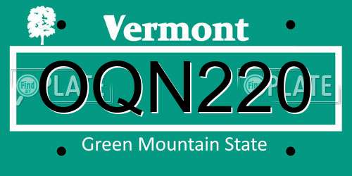 OQN220 Vermont License Plate