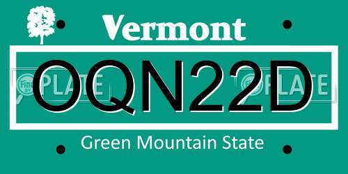 OQN22D Vermont License Plate