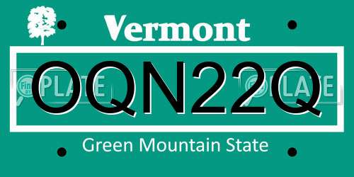 OQN22Q Vermont License Plate