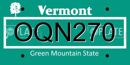 OQN270 Vermont License Plate