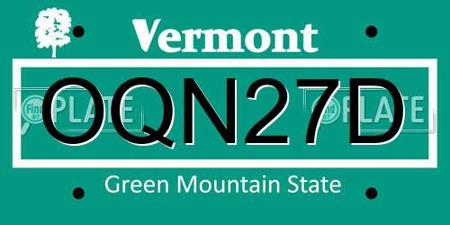 OQN27D Vermont License Plate