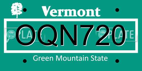 OQN720 Vermont License Plate