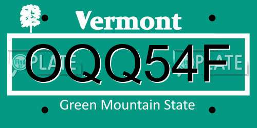 OQQ54F Vermont License Plate