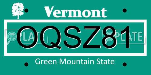 OQSZ81 Vermont License Plate
