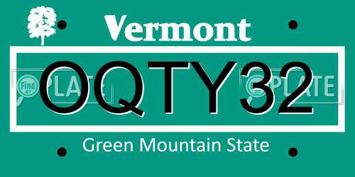 OQTY32 Vermont License Plate