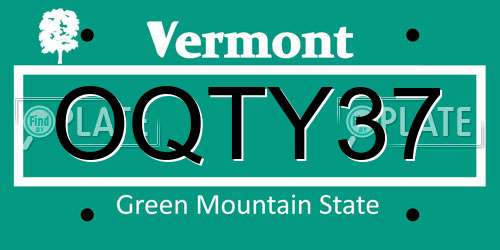 OQTY37 Vermont License Plate