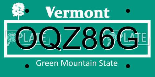 OQZ86G Vermont License Plate