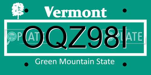 OQZ98I Vermont License Plate
