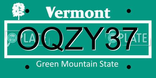 OQZY37 Vermont License Plate