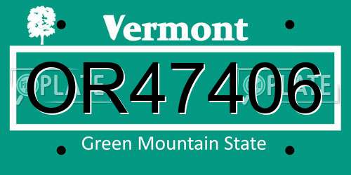 OR47406 Vermont License Plate