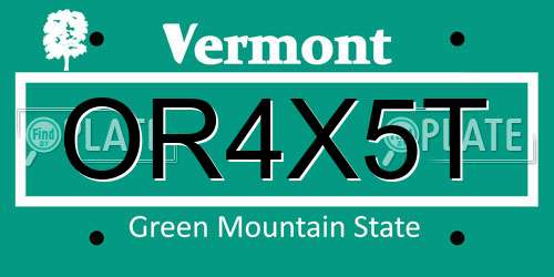 OR4X5T Vermont License Plate