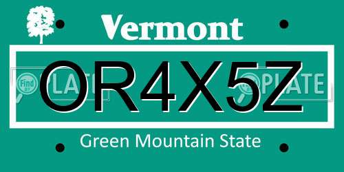 OR4X5Z Vermont License Plate