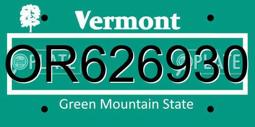 OR626930 Vermont License Plate