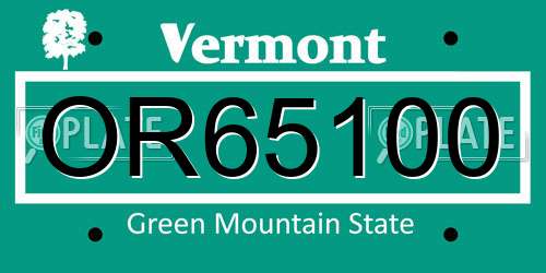 OR65100 Vermont License Plate